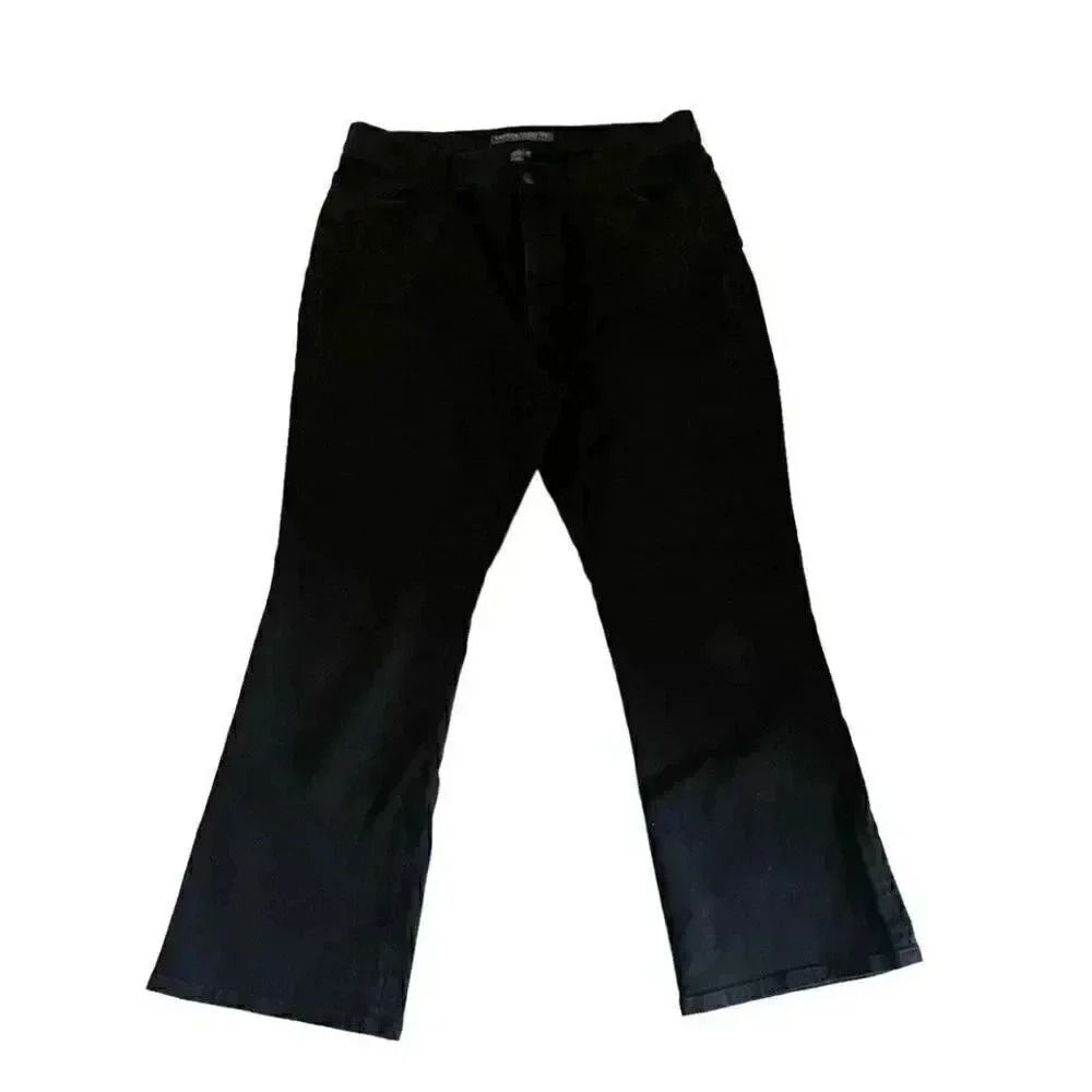 Ralph Lauren Jeans Womens Black Bootcut Petite Floral Embroidered Mid Rise SZ
